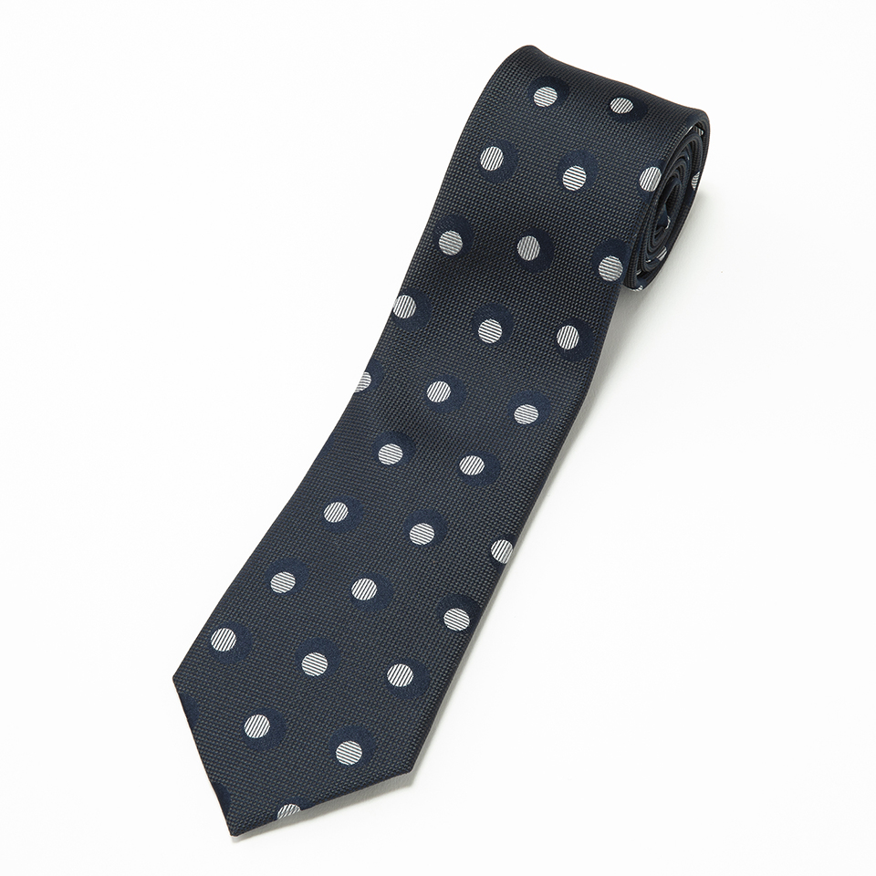 [極美品]ALBERO セッテピエゲ　シルク ジャガード　ブラック小紋タイ 極美品]ALBERO セッテピエゲ シルク ジャガード ブラック小紋タイ