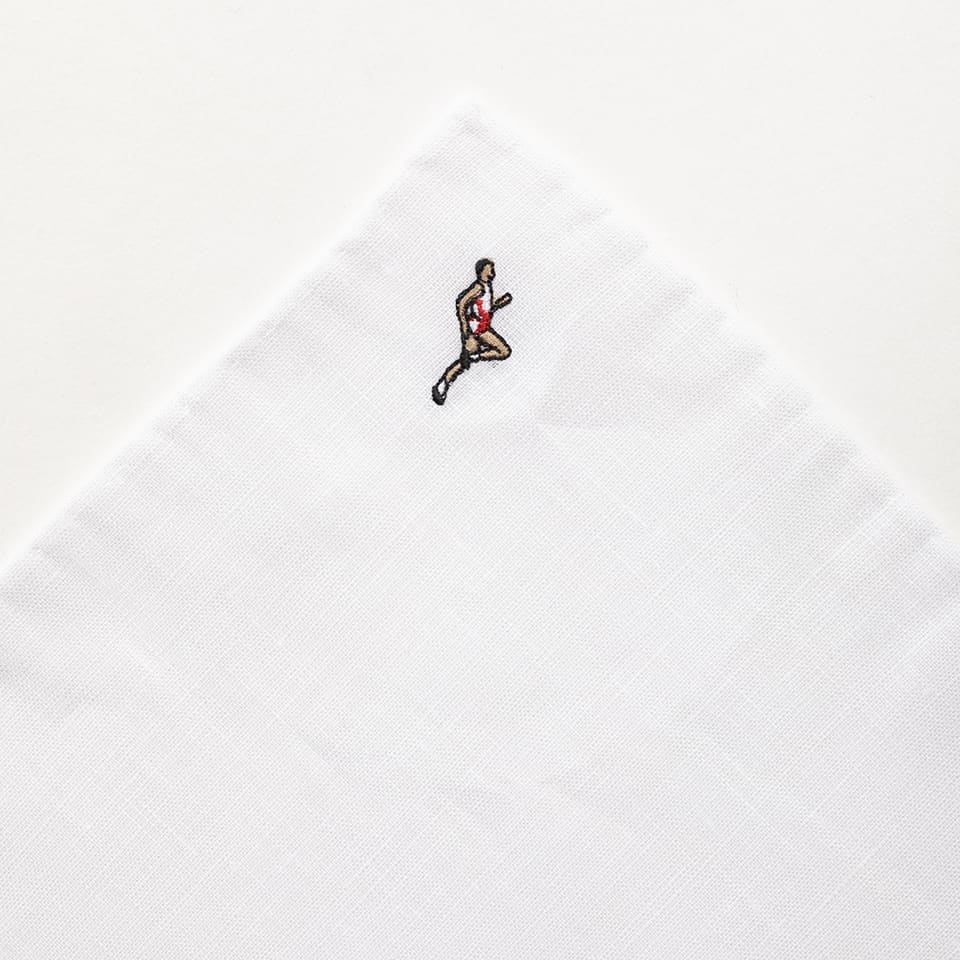 FAIRFAX/マラソン・モチーフ刺繍入りリネンチーフ | FAIRFAX