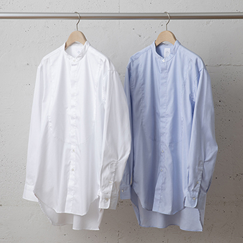 &ease/LINEN BAND COLLAR SHIRT