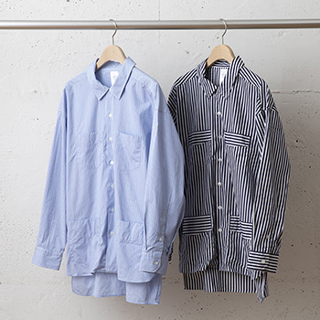 &ease/LINEN BAND COLLAR SHIRT