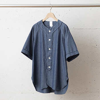 &ease/LINEN BAND COLLAR SHIRT