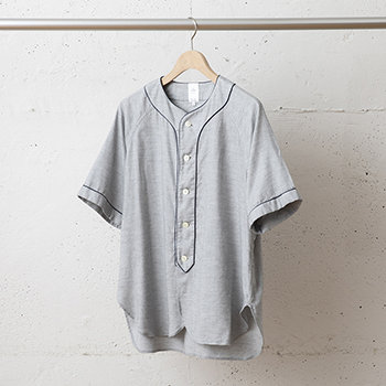 &ease/LINEN BAND COLLAR SHIRT