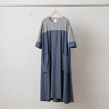 &ease/HALF SLEEVE CREW NECK BORDER ONE-PIECE